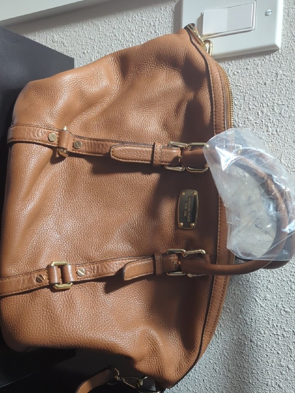 Michael Kors Cognac Pebbled Leather Satchel - Picture 3 of 10